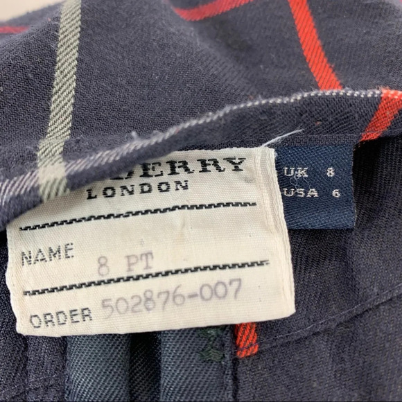 Burberry London Trench Coat Blue Navy Check Plaid Button Front Women's Size 6 - Picture 11 of 16